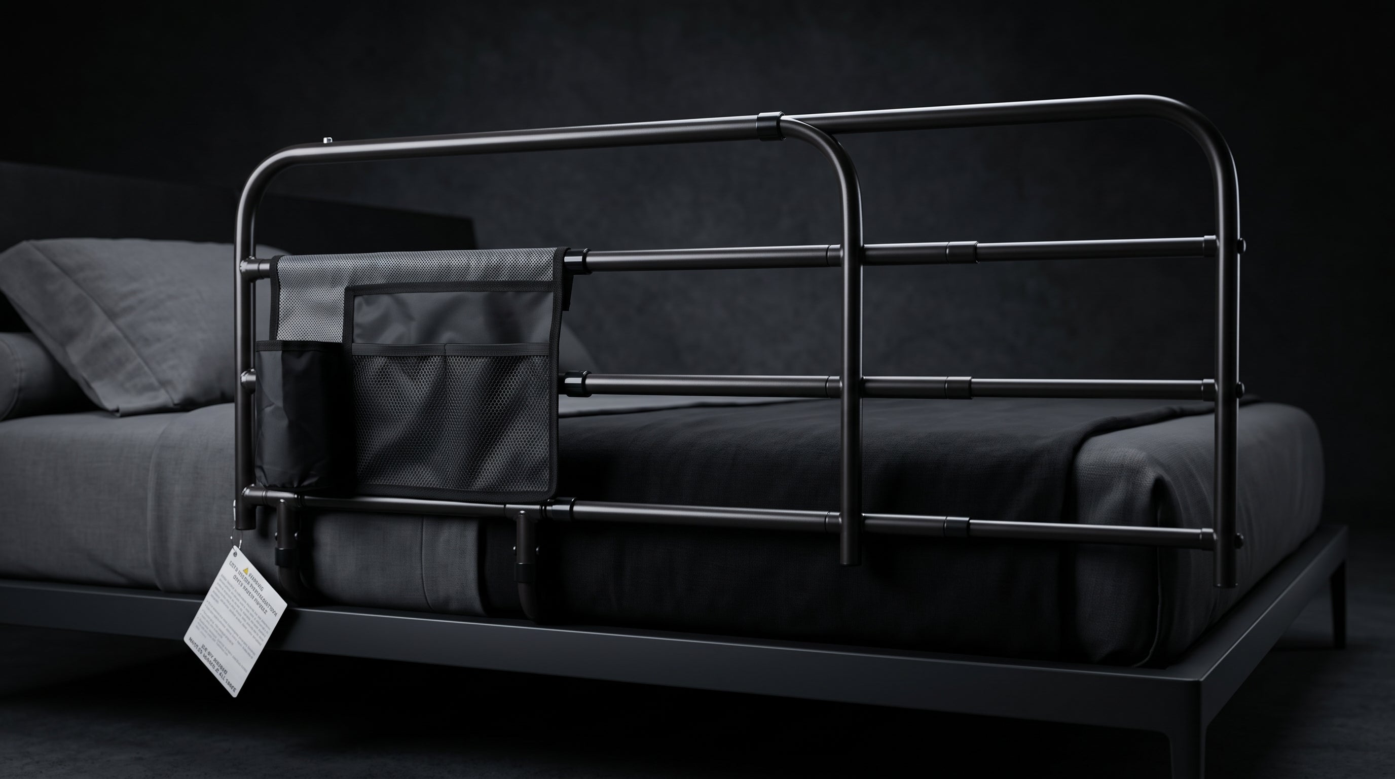 The bed rail extended to 30 inches along the bed